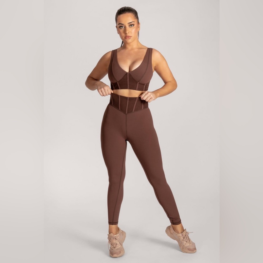 Meshki Ceres Corsetted Waist Leggings Chocolate (Activewear, Athleisure, Gym)